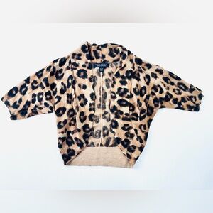 Banana Republic XS Cropped Leopard Cardigan Wool Cashmere Italian Yarn